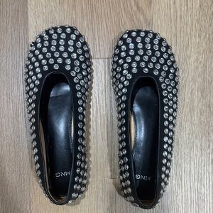 Mango Black and Silver Studded Flats
